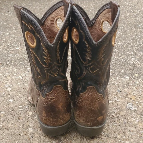 Ariat Roughstock Brown Leather Cowboy Boots Youth Toddler 12 Western Preloved - Picture 4 of 10